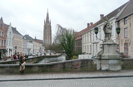 Scene Bruges With Our Lady Church